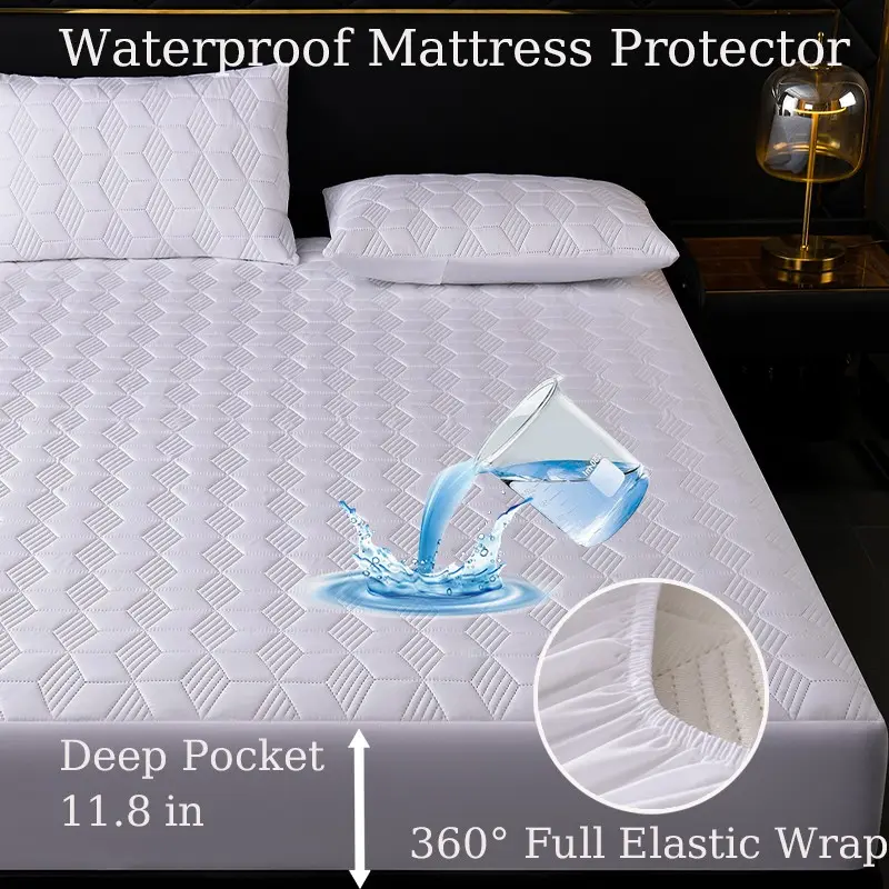 Waterproof Mattress Protector Fitted Sheet, 11.8" Deep Pocket, Quilted & Washable, Ideal for Queen/king Beds, Durable Sleep Solution