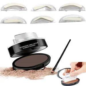 Waterproof Eyebrow Stamp Powder, Natural Brow Tinting Coloring Kit, Delicate Eyebrow Shaping Tool, Long Lasting Even Color Payoff Brow Powder Makeup Set for Daily Eye Beauty Grooming
