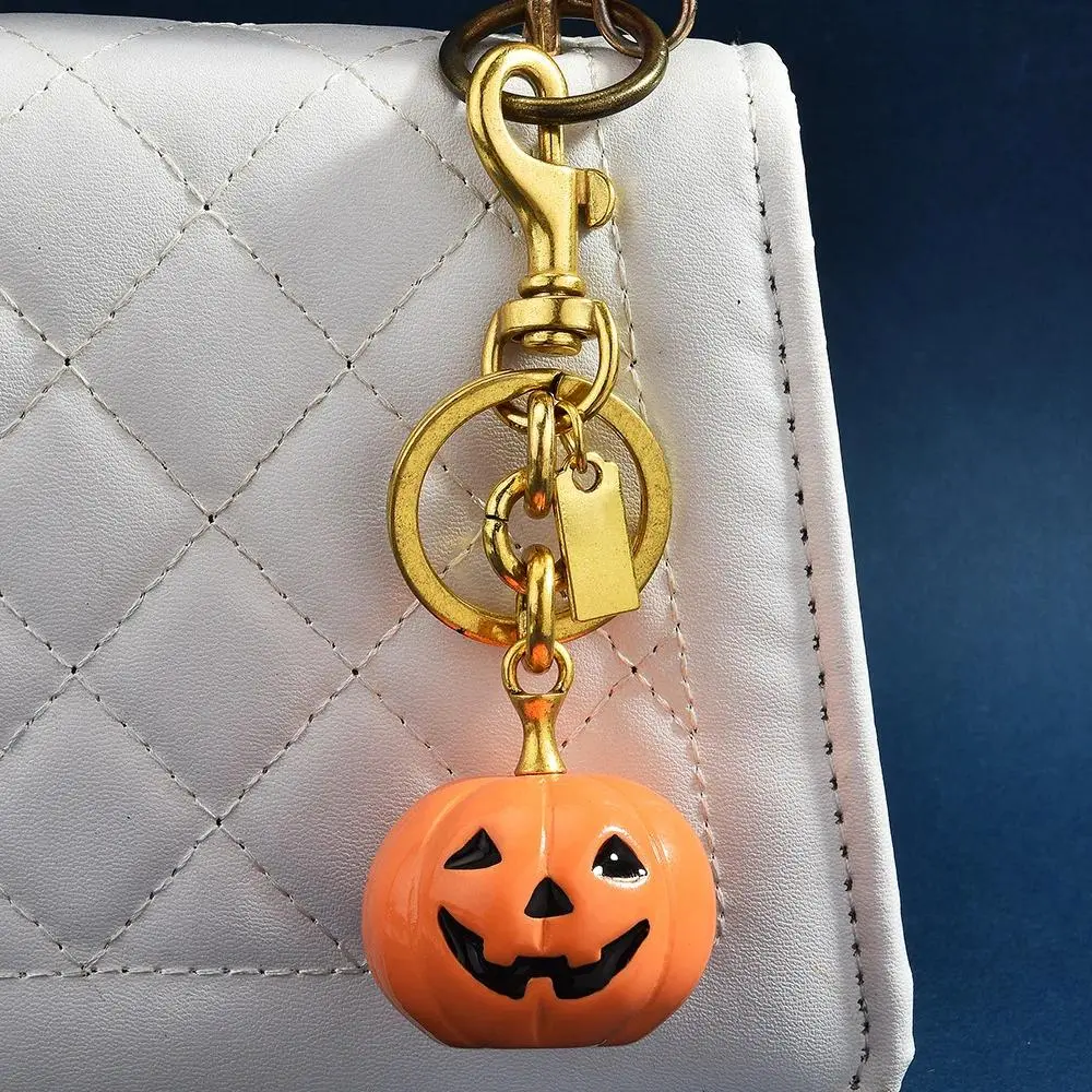 Women-Girls Cute Ghost Pumpkin Face Resin Charm Car Key Ring, Spooky Season Fashion Accessory for Backpack-Purse-Car, Halloween Gift