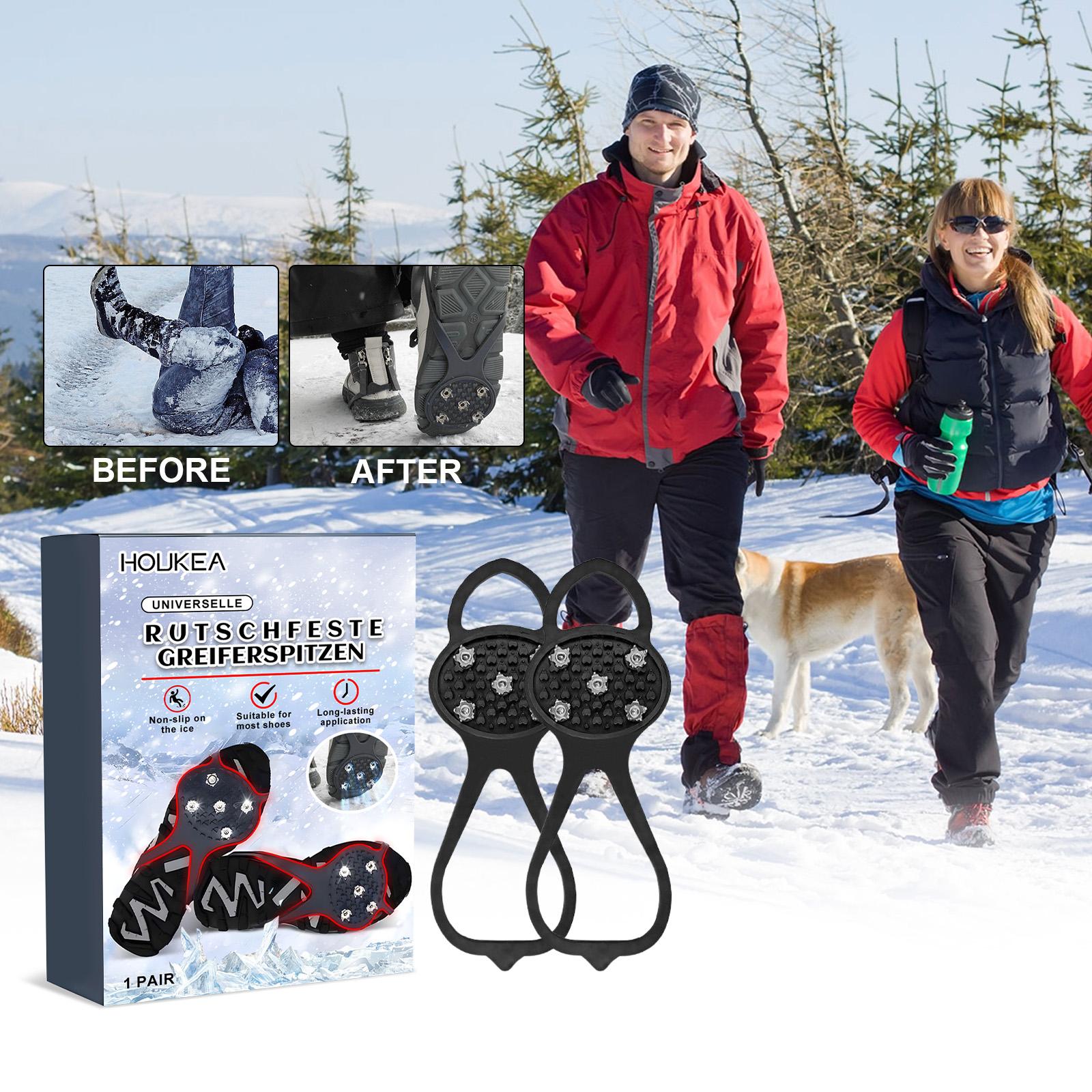 Houkea Anti-Slip Crampon Shoe Covers Outdoor Crampon Snow Shoe Covers for Mountaineering Sports, Anti-Fall, Easy to Put On and Take Off