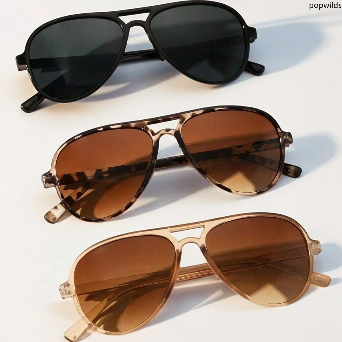Double Bridge Aviator Sunglasses Vintage Fashion UV Protection Pilot Shades Premium Outdoor Sun Glasses