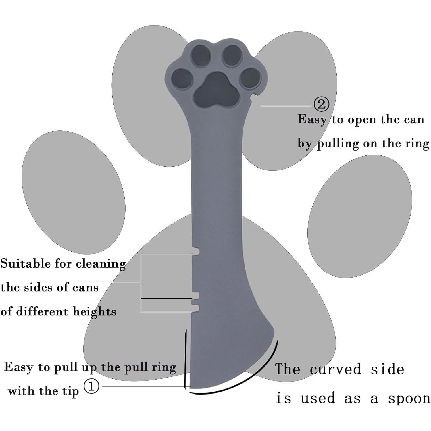 Cat Food Can Spoons & Can Lids |   4 Pcs |   Multi-Function Can Opener |   Silicone Pet Food Can Covers |   Stainless Steel Wet Food Spoon for Cats and Dogs(Grey),Hand Tools Kits