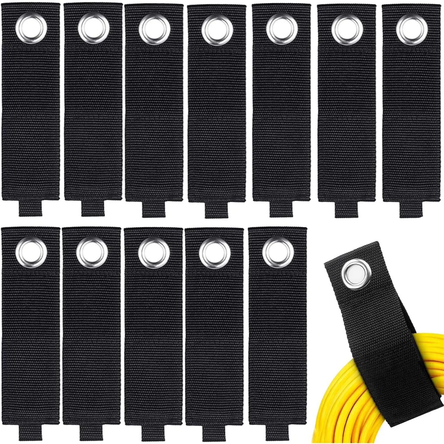 12 count Extension Cord Holder Organizer Heavy Duty Storage Straps Large 13 Inch (Unfolded) Cord Strap Wrap Hanger Garage Hooks Organization Essentials Extension Storage Wrap for  Hose Tools