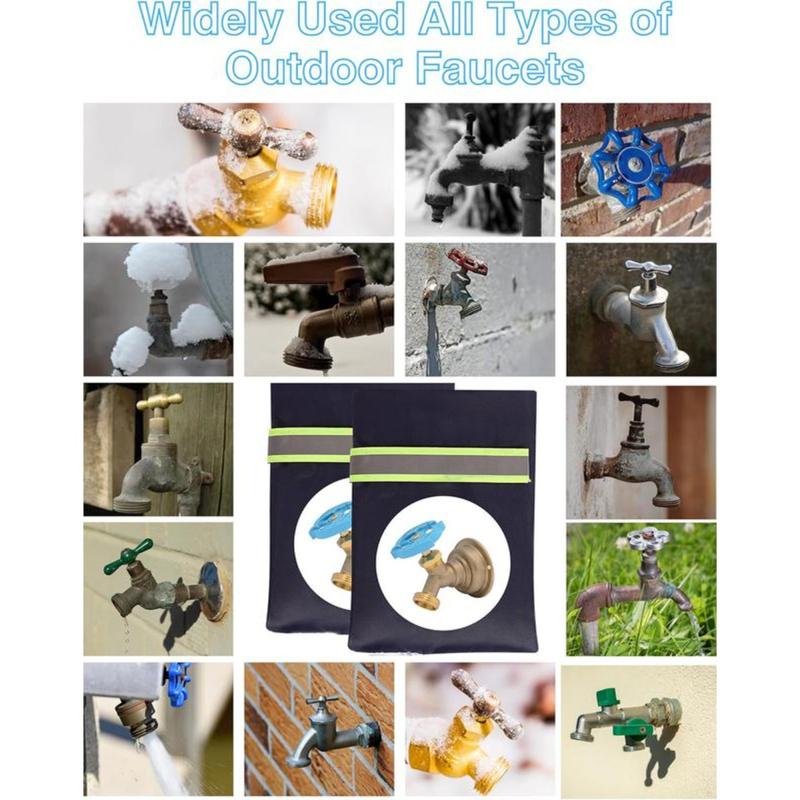 2 Pack Outdoor Faucet Covers for Winter 8.2" H x 5.9" W Freeze Protection Insulated Waterproof Spigot Cover Thicker Dual-Side 420D Oxford Cloth Flexible Hook-And-Loop Straps System Gift