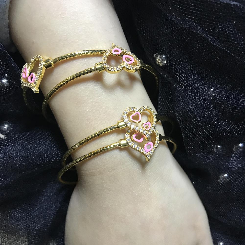 4pcs Baby Bangles Heart  Dubai Gold Color Bangles Kids Bracelet Luxury Bracelet Dubai Bangles Child Jewelry Birthday Present