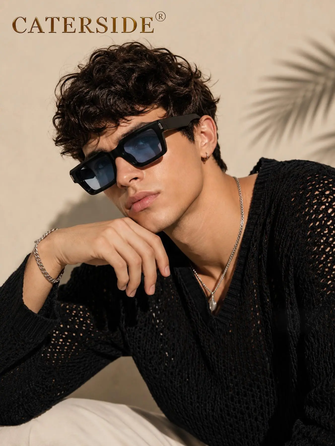 Caterside 1/2/3 Counts Retro Thick Frame Sunglasses, Hip-Hop Style Rectangular Glasses, Unisex Casual Outdoor Cycling Music Festival Streetwear, Fashionable Sunglasses