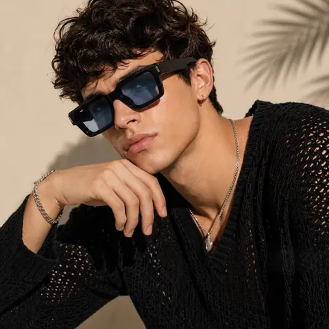 Caterside 1/2/3 Counts Retro Thick Frame Sunglasses, Hip-Hop Style Rectangular Glasses, Unisex Casual Outdoor Cycling Music Festival Streetwear, Fashionable Sunglasses