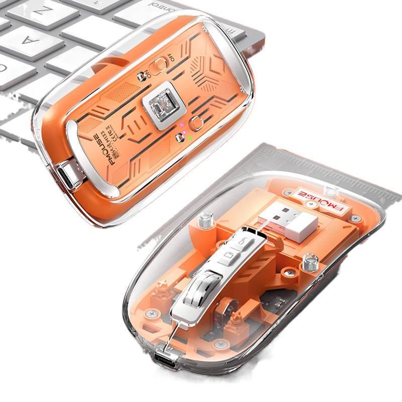 Wireless Bluetooth Mouse Three-Mode Transparent Mouse Charging Silent Mobile Phone Tablet Computer Universal Mouse