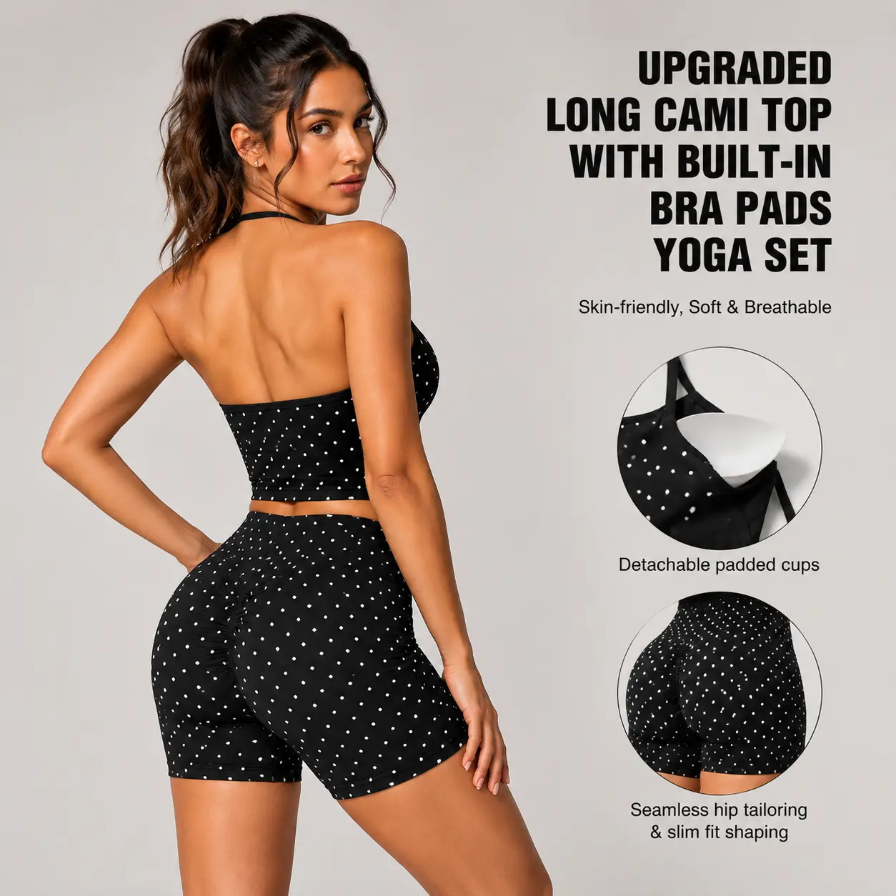 Women Seamless Yoga Set, Halter V Neck Ruched Crop Tank Top High Waist Scrunch Peach Butt Lifting Biker Shorts 2 Piece Outfit, Soft Stretch Workout Fitness Tracksuit For Gym Outdoor Daily