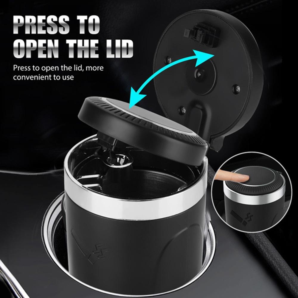 Portable Car Ashtray with LED Light, Car Cigarette Ash Tray with Lid, Detachable Stainless Steel Car Ashtray, Car Interior Accessories for Most Cars, Automotive, Holder