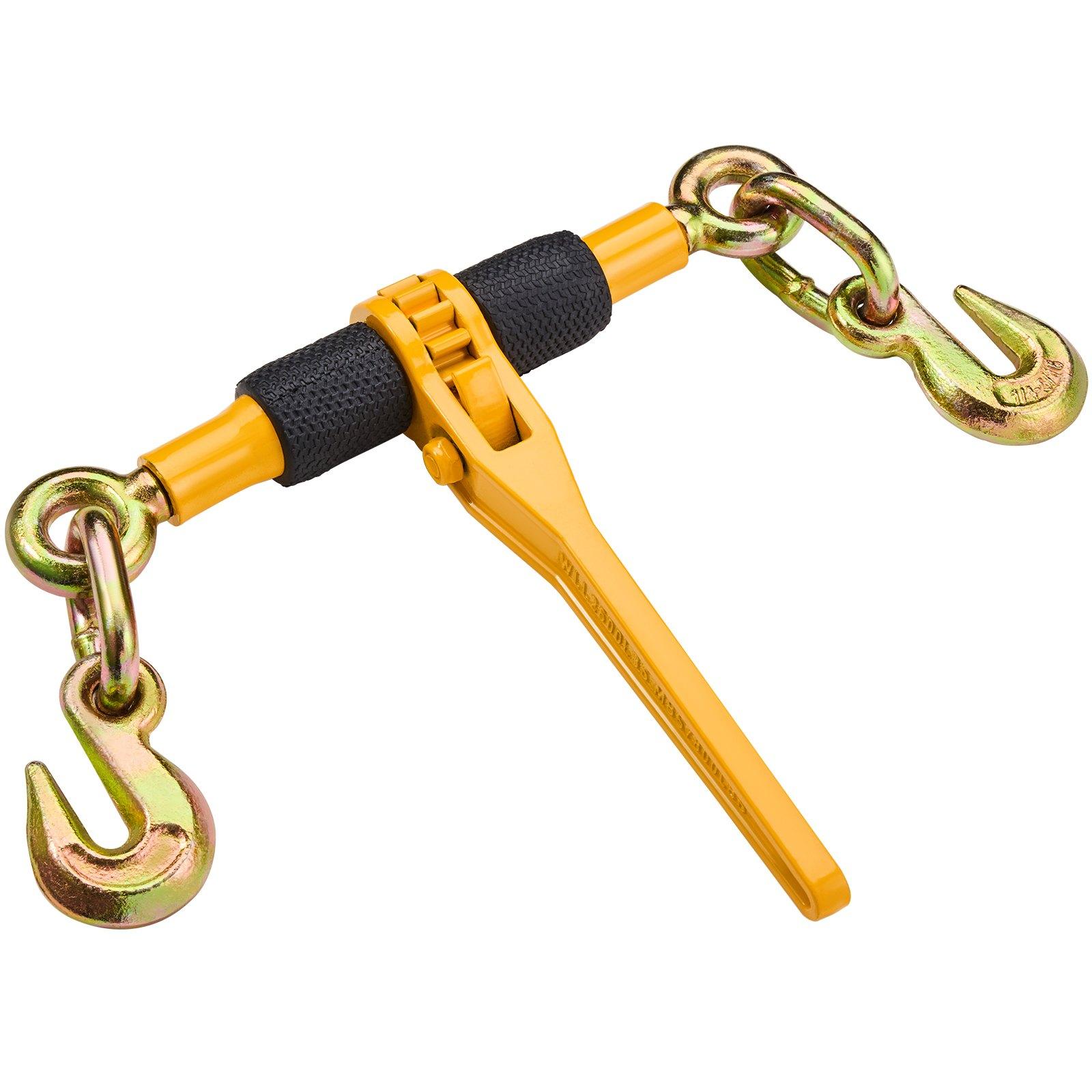 VEVOR Ratchet Chain Binders, 1/4"-5/16", 2600 lbs Safe Working Load, 2 Pack Load Binder with 2 Grab Hooks, Tie Downs for Transport Chain, Heavy Duty Tow Chain Ratchet Binders for Flatbed Truck Trailer VEVOR Ratchet Chain Binders, 1/4"-5/16", 2600 lbs Safe Working Load, 2 Pack Load Binder with 2 Grab Hooks, Tie Downs for Transport Chain, Heavy Duty Tow Chain Ratchet Binders for Flatbed Truck Trailer