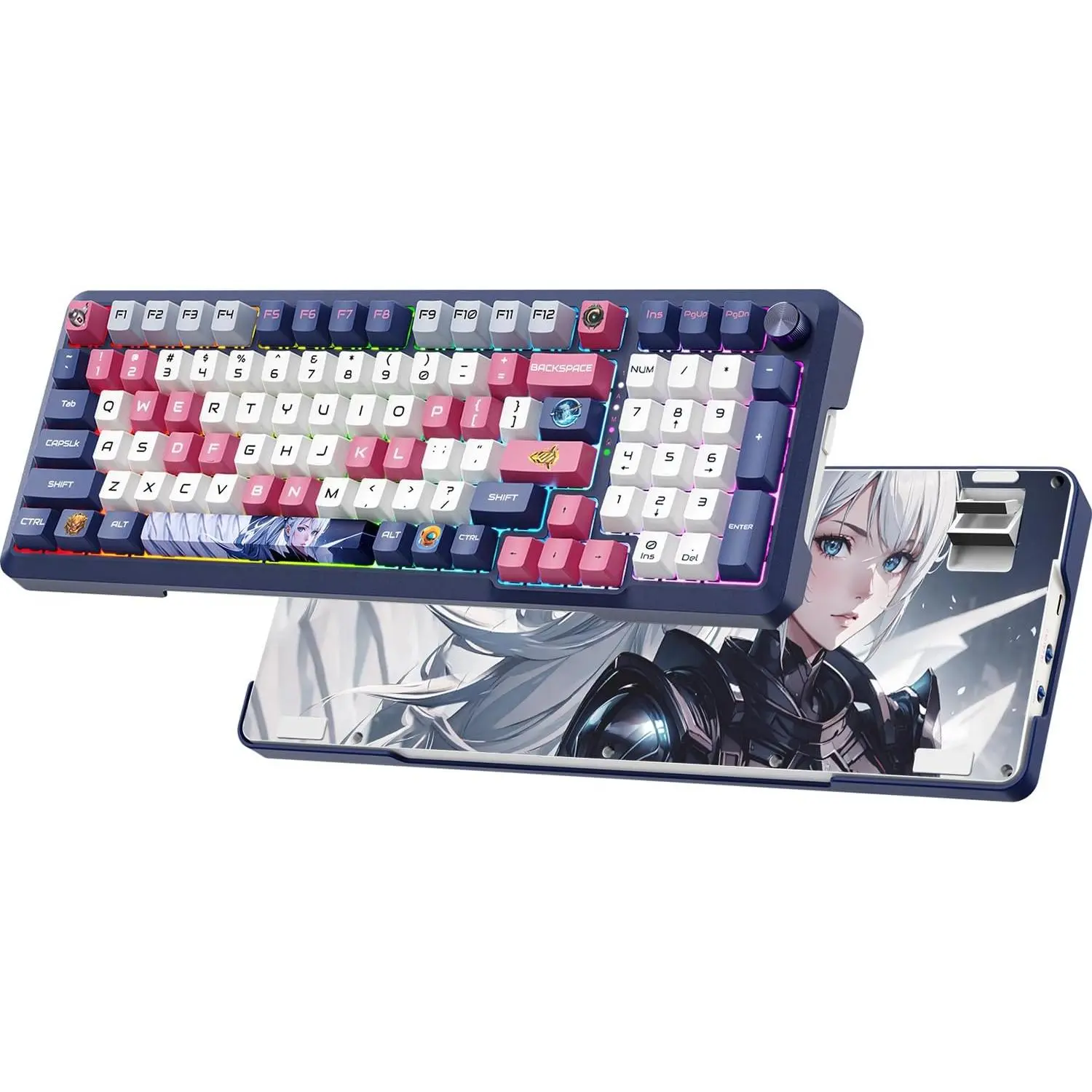 Mechanical Keyboard, 98  RGB Gasket 2.4GHz/Wired/ Keyboard with Custom Hi-Fi Linear , Hot-Swap Socket GamingKeyboard, PBT Keycaps/Knob Control ComputerKeyboard