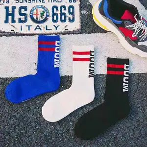 Socks Nice Brand Sock Male Letter BOOM Tube Female Tide European And American Streetwear Hip-Hop Wild High-Top Skateboard Socks