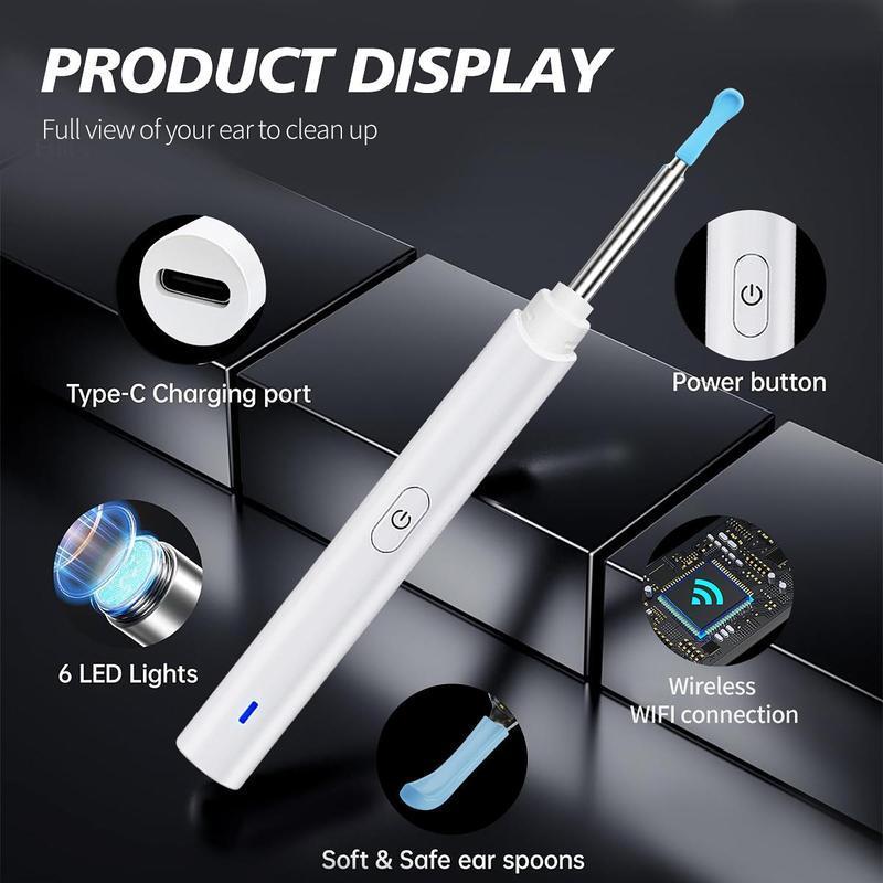 Portable Ear Wax Removal Tool, 1 Set Ear Wax Removal Kit with Camera & Accessories, Waterproof Endoscope Ear Cleaning Tool for Phone & Tablet