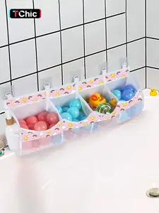 Original 4 Compartment Horizontal Large Openings Bath Toy Organizer for Tub, Capacity Upgrade Bath Toy Storage and Holder, Bathtub Toy Holder for Easy Access and Sorting of Toys, Storage Organizers, Bathroom Storage, Mesh Storage Bag