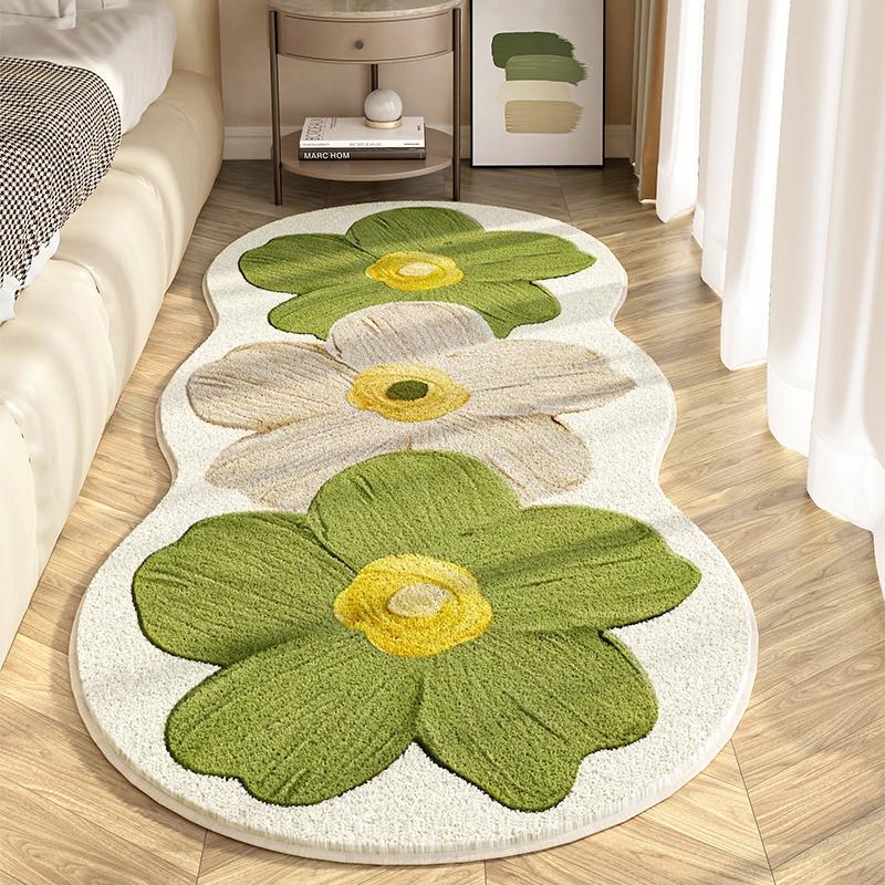 Special-Shaped Floral Plush Rug, Decorative Rug, Soft Thick Non-Slip Carpet for Living Room, Bedroom, Dining Room or Kitchen Decor