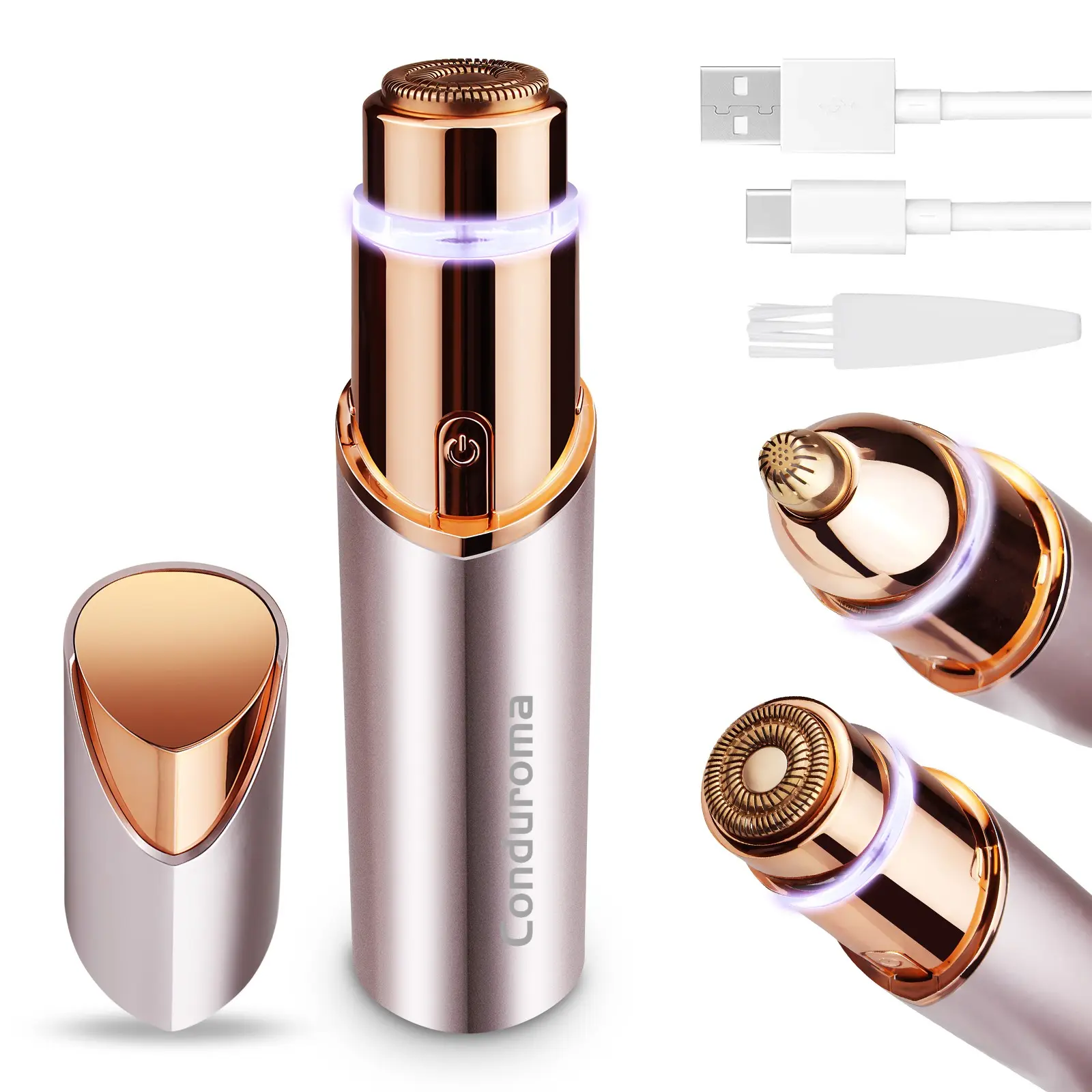 Facial Hair Remover for Women, Electric Face Razor with LED Light, Face Shaver for Women, Lady Face Electric Razor for Lip, Chin, Peach Fuzz, Cordless Portable Shaver, Rechargeable Shaver Machine, Shaving Products, Compact Face Shaver, Shaving Tool