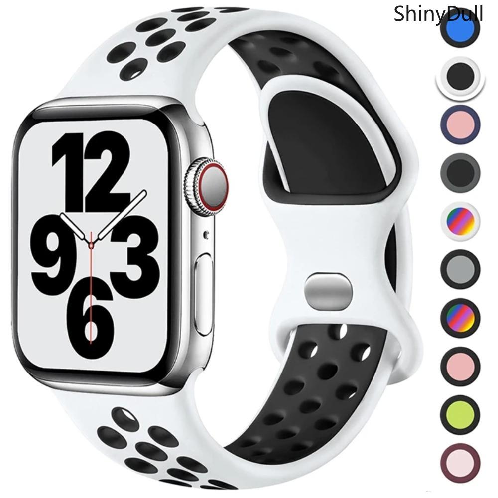 Apple Watch Band Sport Silicone Strap, Breathable Soft Replacement Band Compatible with 38mm–49mm Series 3 4 5 6 7 8 9 SE Ultra, Sweatproof Wristband for Workout, Running and Daily Wear