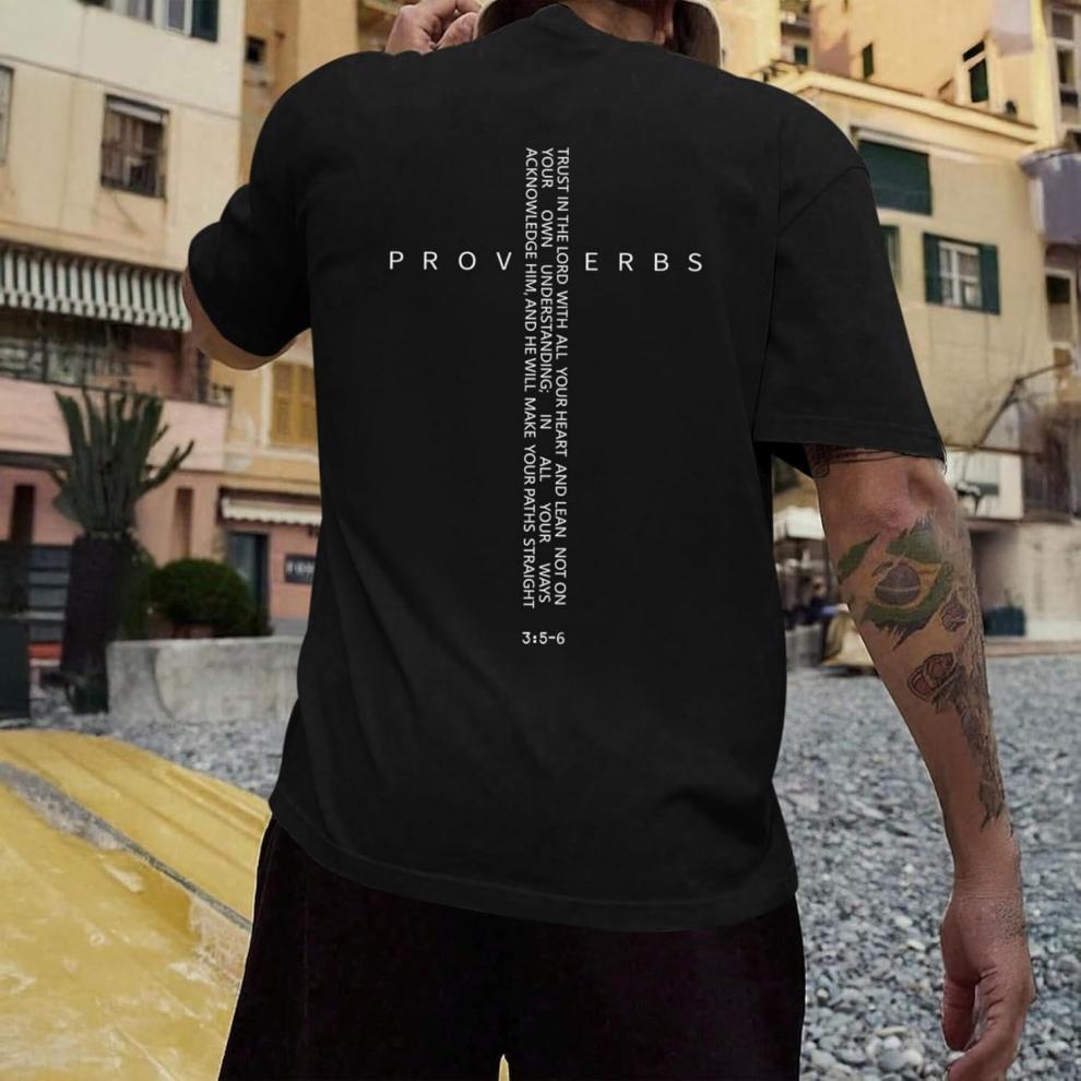 Vintage Inspired Christian T Shirts for Men Religious Graphic Cotton Tee with Cross Print Comfort Fit Short Sleeve Casual Top Biblical Apparel