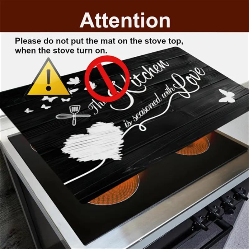 Kitchen-Themed Gas Stove Cooktop Panel Protector Cover, 1 Count Heat & Scratch-Resistant Stove Top Cover, Easy to Clean Stove Protector Plate