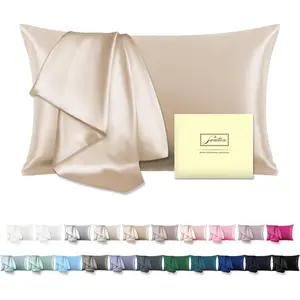 Mulberry Silk Pillowcase for Hair and Skin Standard Size 20"X 26" Pillow Case with Hidden Zipper Soft Breathable Cooling Silk Pillow Covers for Sleeping (Champagne,Standard,1Pcs)