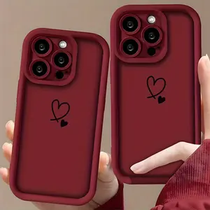 Phone Case - A Minimalist And Stylish Red Heart Pattern Phone Case for Iphone Including 11 Pro Max, 15, 14 Plus, 13, 12, 16, XS Max, 16 Pro Max, 16 Pro, 15 Pro, XR, 15 Pro Max, 14, 13 Pro, 13 Pro Max