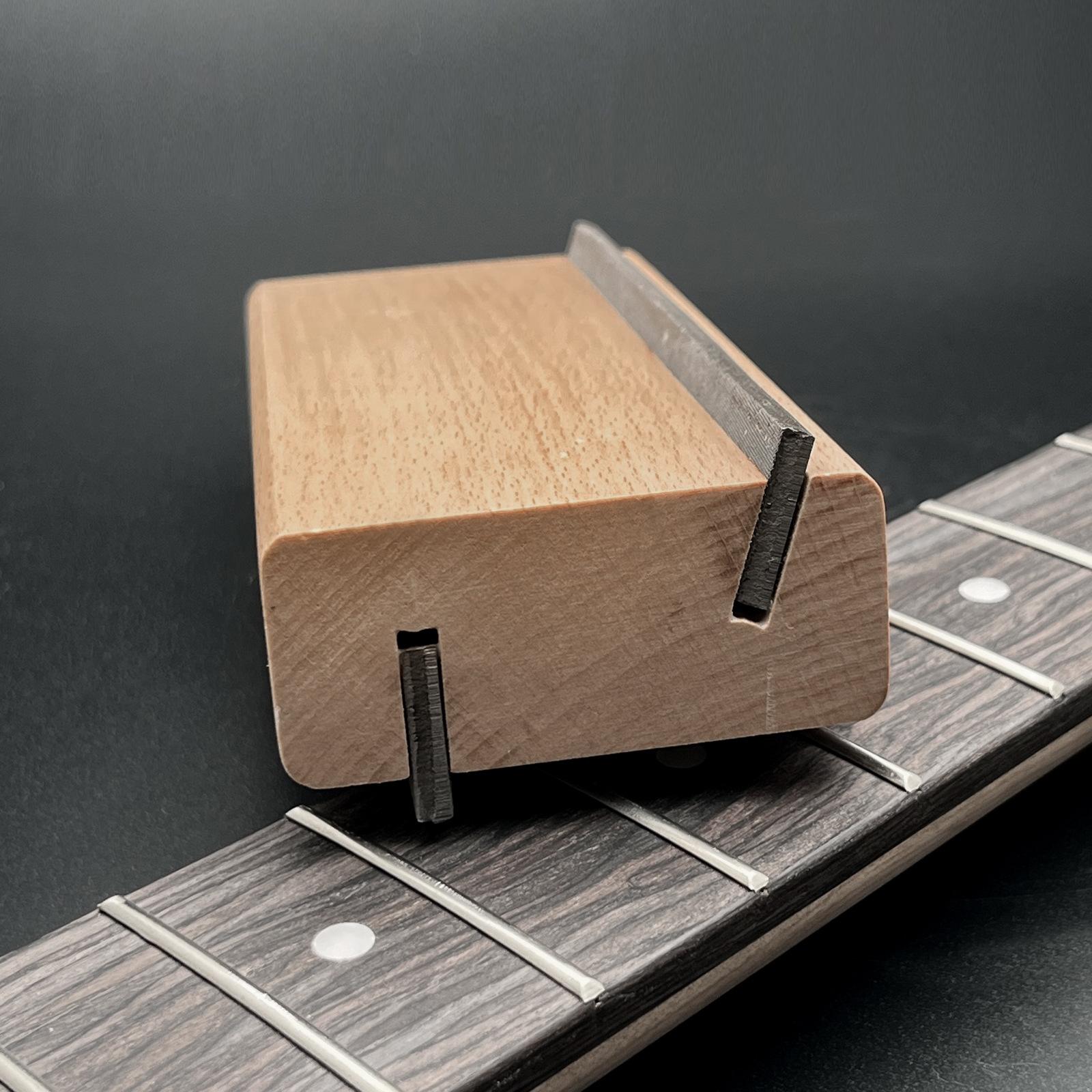 Solid Wood Guitar Fret File 2-in-1 Crown End Bevel File Tool Steel Fine Fret File Guitarist's Tool