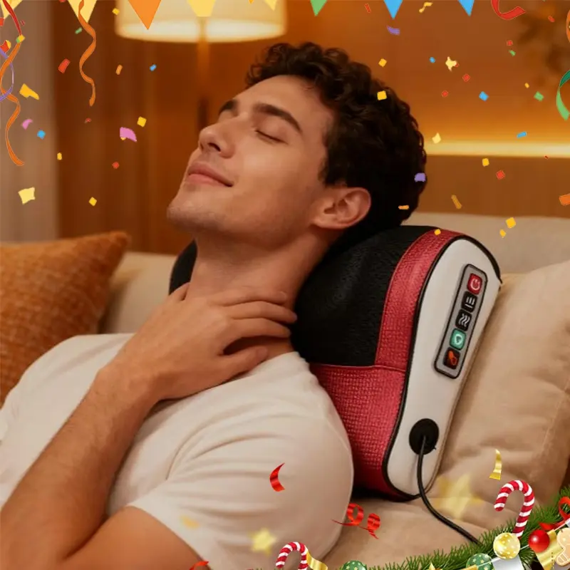 New relaxation tool electric connection square finger press pillow portable neck and body massager, American standard plug, suitable for holiday gift giving