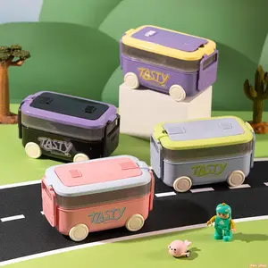 2026 New Microwave Safe Bento Lunch Box For Adults With Sealed Fresh Keeping Lid Food Grade Plastic Cartoon Pattern For Work Office Daily Use Light Luxury Summer Cute US Design