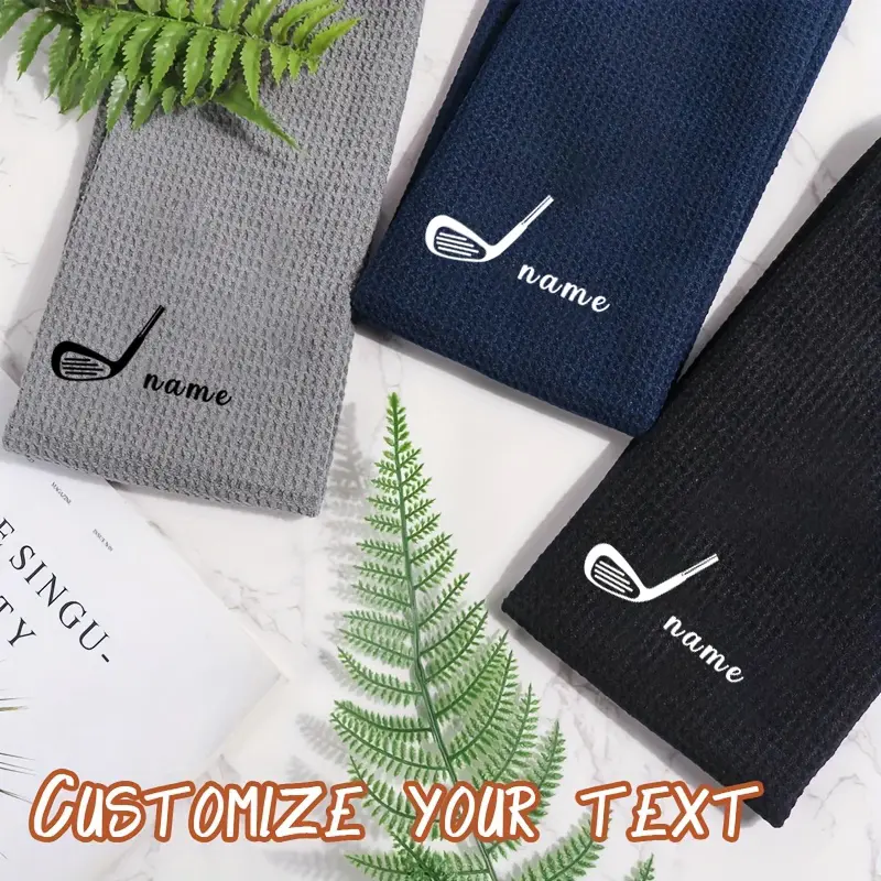 Customized Name Golf Towel, (white, Black) Multiple Color Options, High-quality Quick-drying And Durable Golf Elements, Flower Name Golf Towel, with Hook, Personalized Golf Gift for Dad, The Best Gift for Men, Father's Day Gift