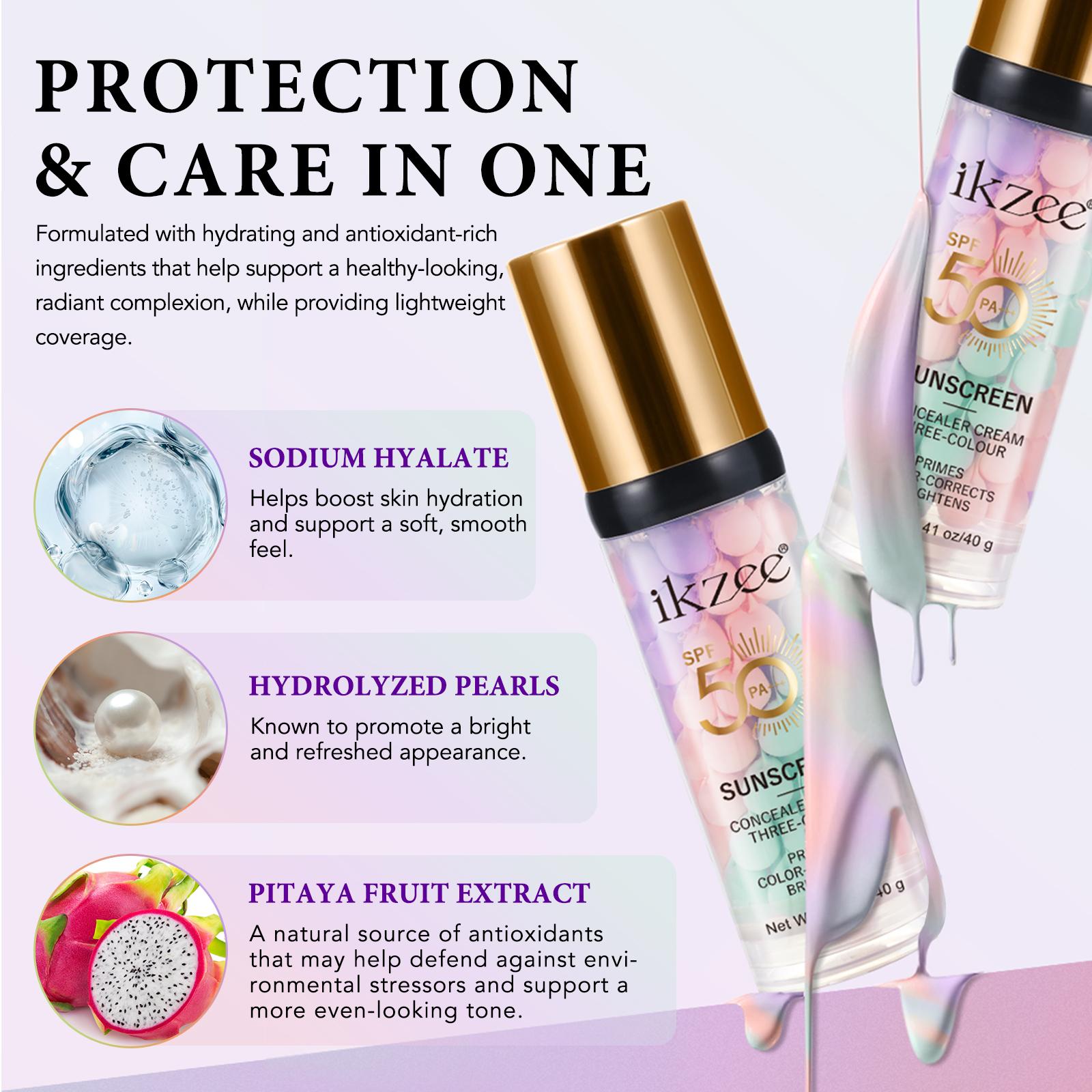 ikzee three-color sunscreen concealer makeup top cream 40g