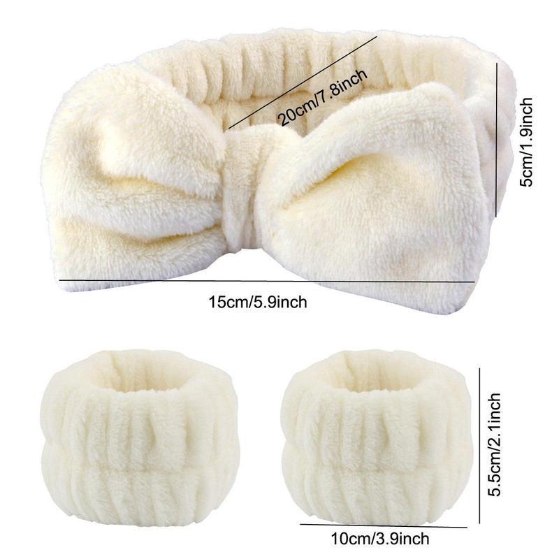 Cute Facial Washing Accessories for Women and Girls, 1-Count Bowknot Decor Headband and 2-Count Wrist Bands, Soft Face Washing Bands for Daily Use, Skincare Tools #GLOBAL PICKS Cute Facial Washing Accessories for Women and Girls, 1-Count Bowknot Decor Headband and 2-Count Wrist Bands, Soft Face Washing Bands for Daily Use, Skincare Tools #GLOBAL PICKS