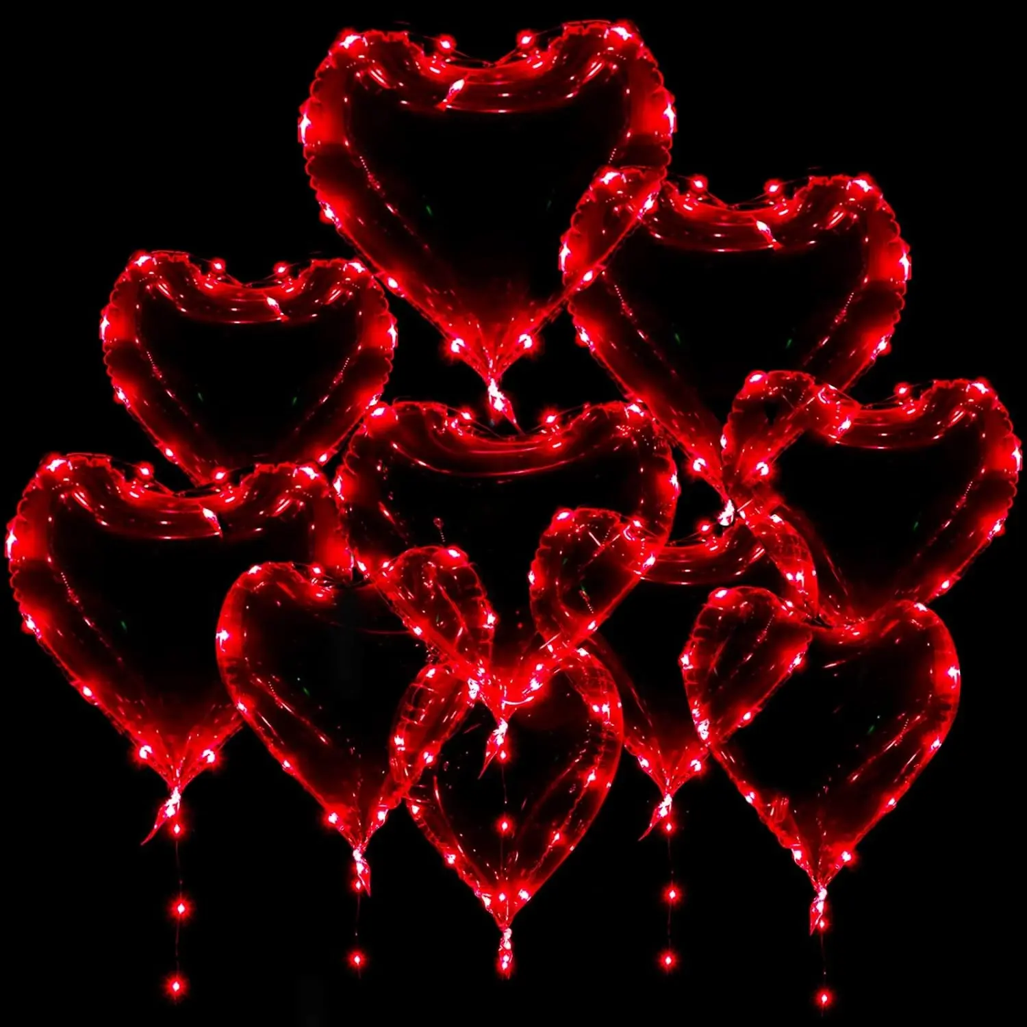 Glowing Heart Shape LED Light Balloon, Perfect for Valentine's Day, Wedding, Birthday Party Decorations, Led Balloon Lights, No Internal Battery Included