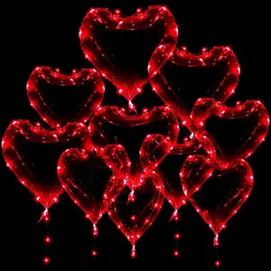 Glowing Heart Shape LED Light Balloon, Perfect for Valentine's Day, Wedding, Birthday Party Decorations, No Internal Battery Included