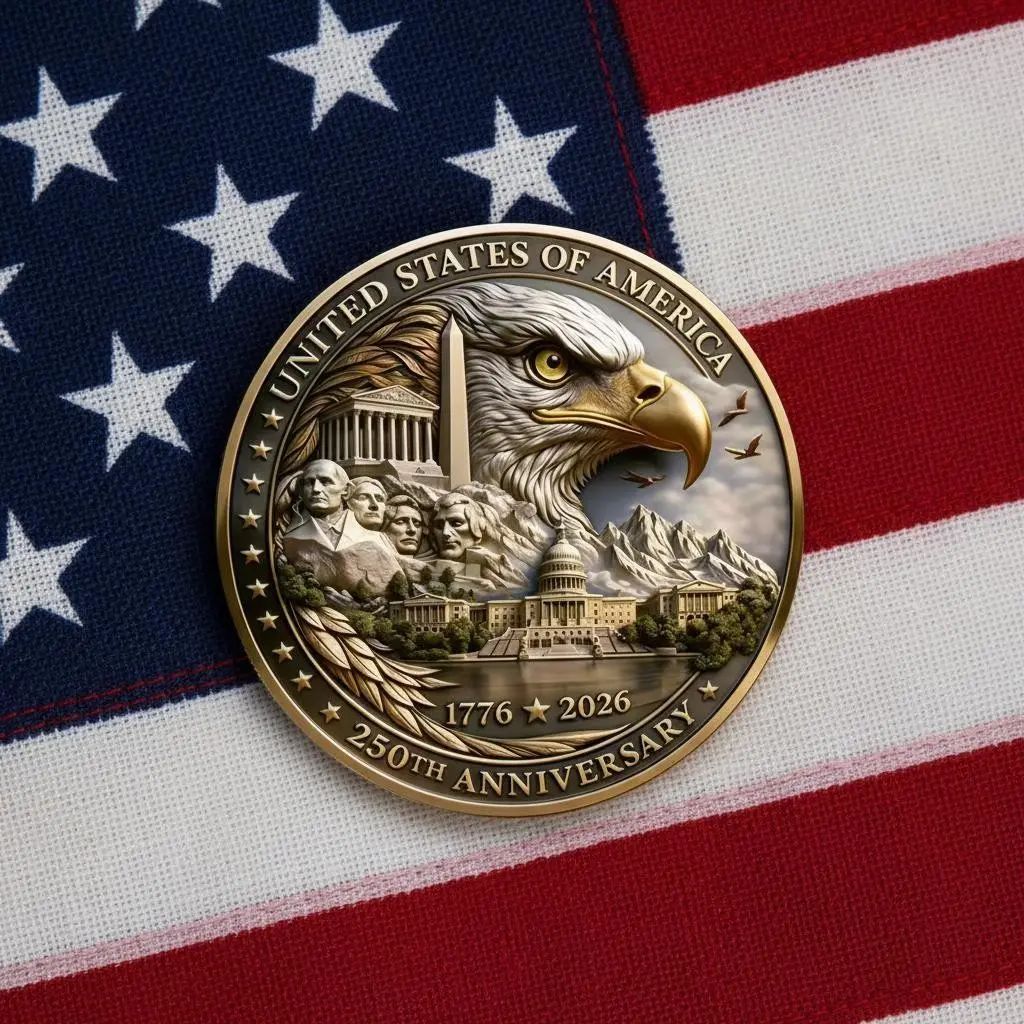 Us President Mountain Eagle Commemorative Coin, 3D Relief Metal Challenge Coin, Ideal for Collection and Gift Giving, Unique Souvenir