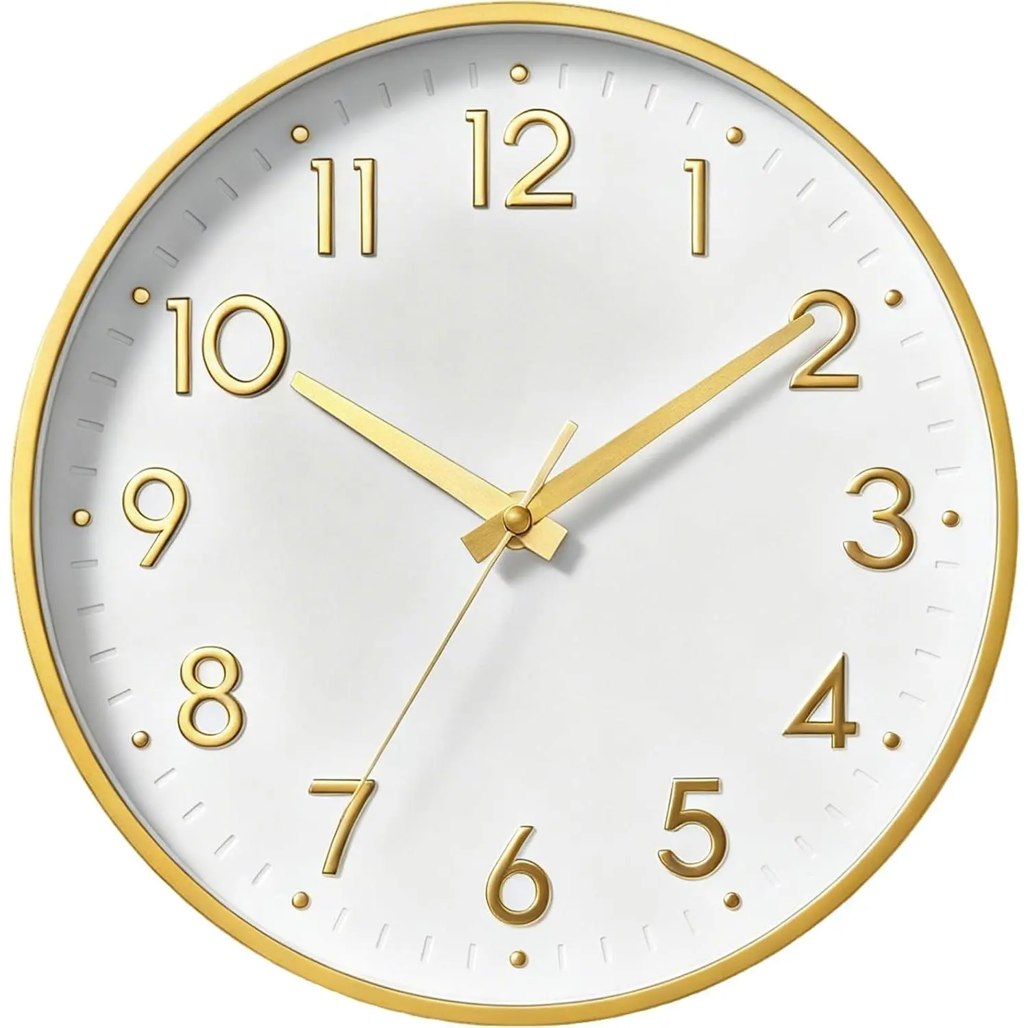 8-Inch Silent Non-Ticking Analog Wall Clock, White Modern Home Decor, Lightweight Synthetic Wall-Mount Clock with Easy-Read Dial for Kitchen, Bedroom, Requires 1 Battery (Not Included)