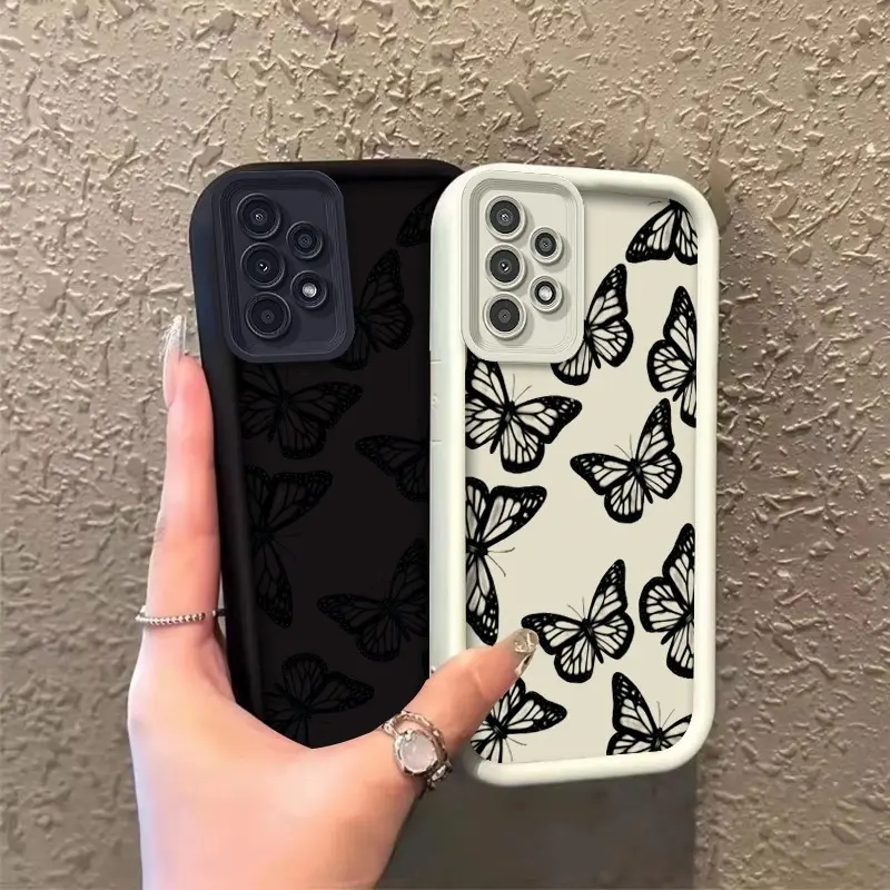 Phone case for Samsung GALAXY A13 A33 A52 A53 Enhanced Peotection Shockproof Gift Monochrome Butterfly Pattern Phone Case Drop-Resistant Protection Celestial Eye Layered Phone Case ROOJTMSVF