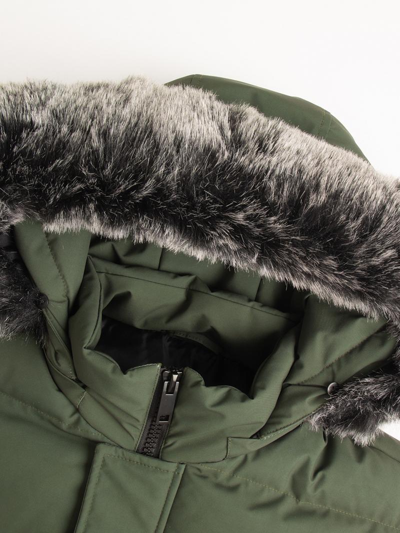 Men's Heavy-Duty Winter Coat with Detachable Fur-Like Hood & Collar - Long Jacket, Large Pockets, -Filled Cold-Weather Outerwear for Skiing, Commuting - Hand Washable (No-Stretch)