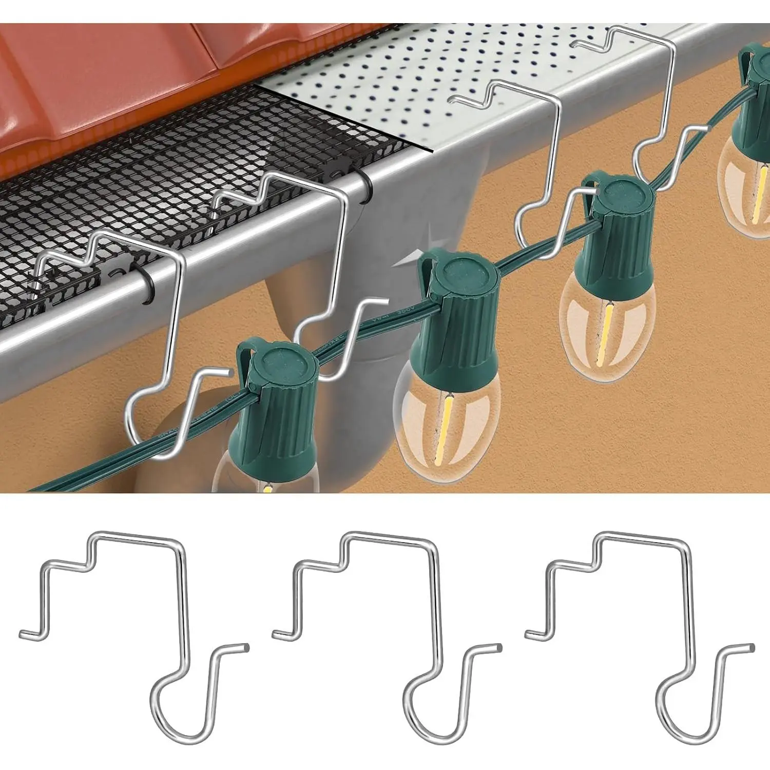 50PCS Gutter Clips for Hanging Outdoor Lights, Gutter Guards Christmas Light Hooks Clips, Stainless Steel Gutter Hooks for Outdoor Halloween Christmas Lights (50)fidget toys