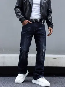 Men's Jeans with Ripped Cat Paw Detail, Summer Fashion Casual Comfortable Jeans, Ideal for Daily Wear, Men's Everyday Clothing
