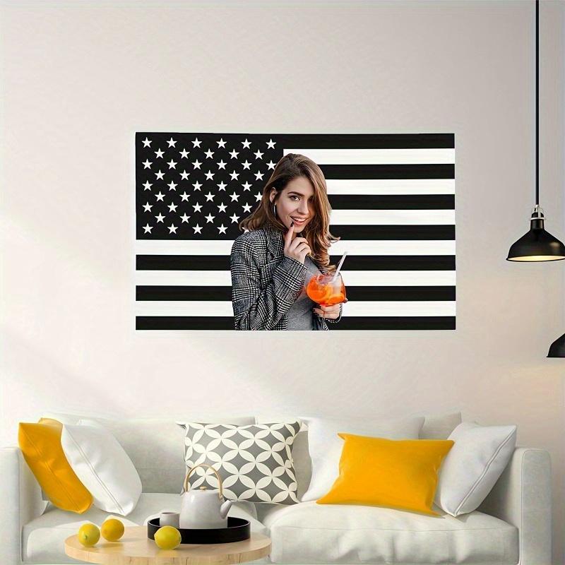 Customizable American Flag Tapestries - 1PC Personalized Black Flag for Home and Outdoor Decoration - Perfect for Living Rooms, Dormitories Velvet