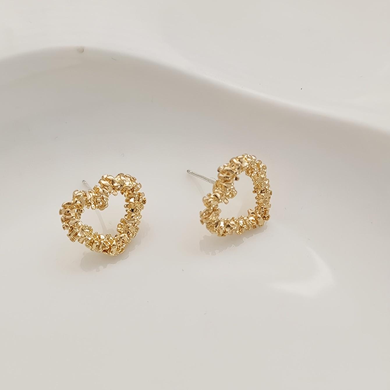 1Pair Heart Irregular Earrings Lovely Stud Earrings Luxury Jewelry Gifts For Women