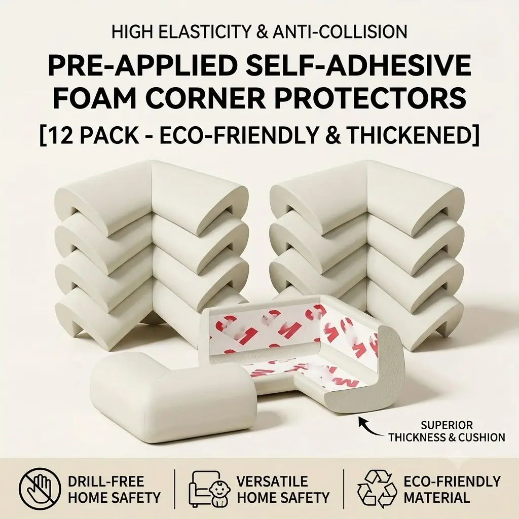 Yitape High Elastic Shockproof Corner Protectors, Self-Adhesive Foam Padding, Eco-Friendly Thick Table Corners, Home Furniture Safety Guards