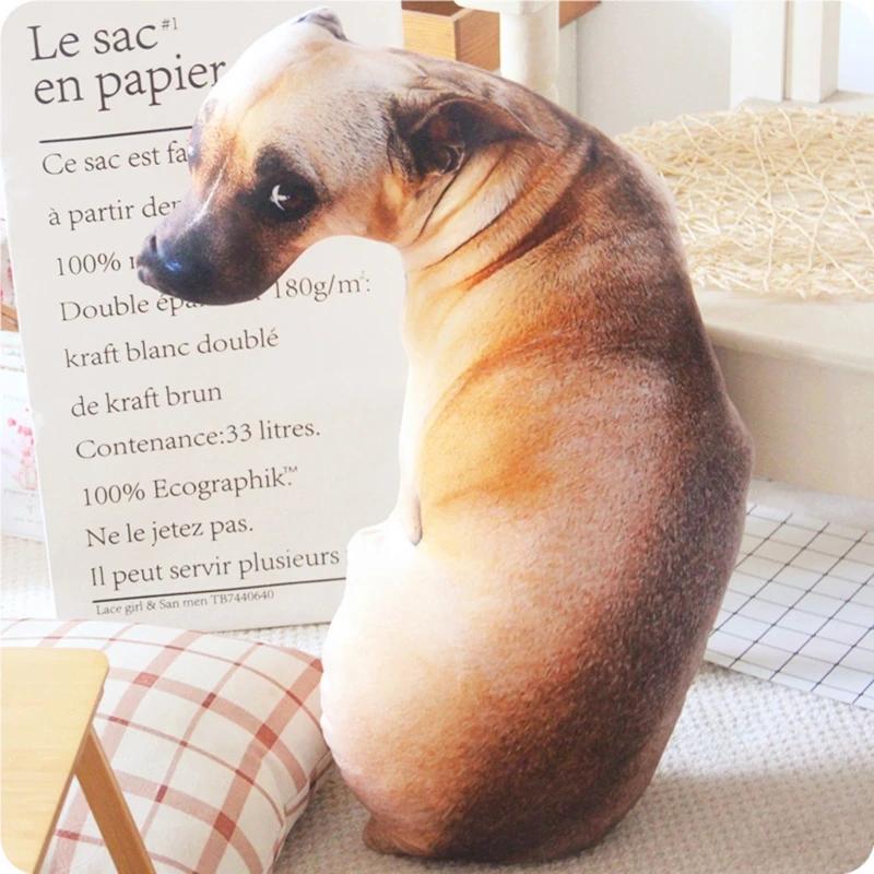50cm Lifelike Plush Dog sofa Pillow Moon Shape 3D Cute Bend Dog Printed Throw Pillow Children Favorite Toy Cushion for Home