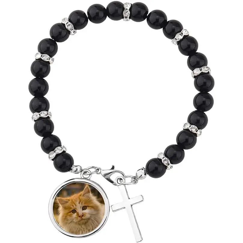 Personalized Custom Bracelets with Picture Inside Remembrance Memorial Gifts for Women Men Religiou Christian Bead  Bracelet for Women Men Photo Bracelet Customized Picture