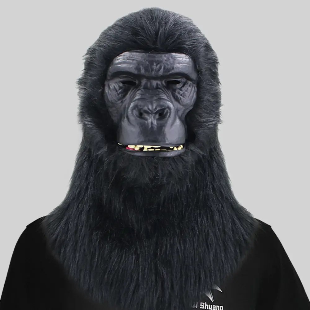 Plastic Gorilla Head Mask with Opening Mouth, Funny Halloween Costume Accessories for Adults & Kids, Prop for Carnival & Cosplay Parties