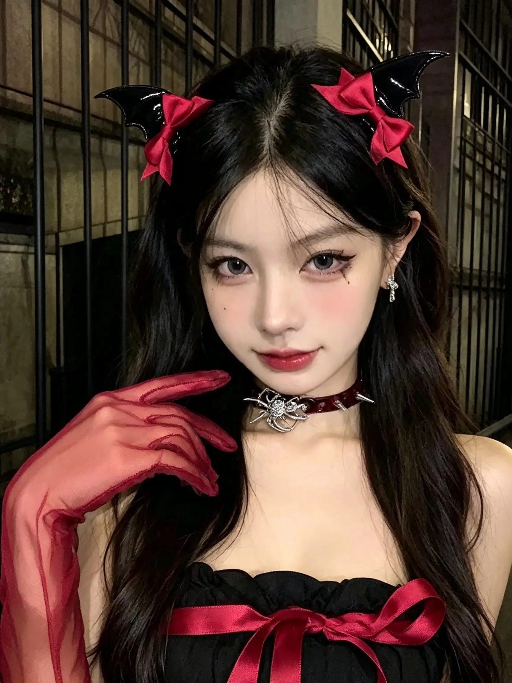 Bat Wing Hair Clip Bow Balletcore Dark Bow Flat Clip Hairpin Elegant HairClip for Bunches