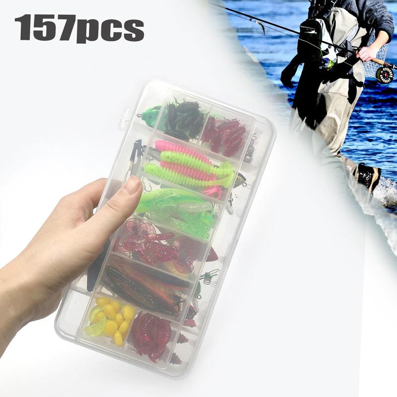 Artificial Fishing Lure Kit, 85, 117, 157, 198 or 375-Piece Fishing Lure Set with Spoon Lures, Soft Plastic Worms, Crankbait Jigs and Fishing Hooks, Fishing Accessories