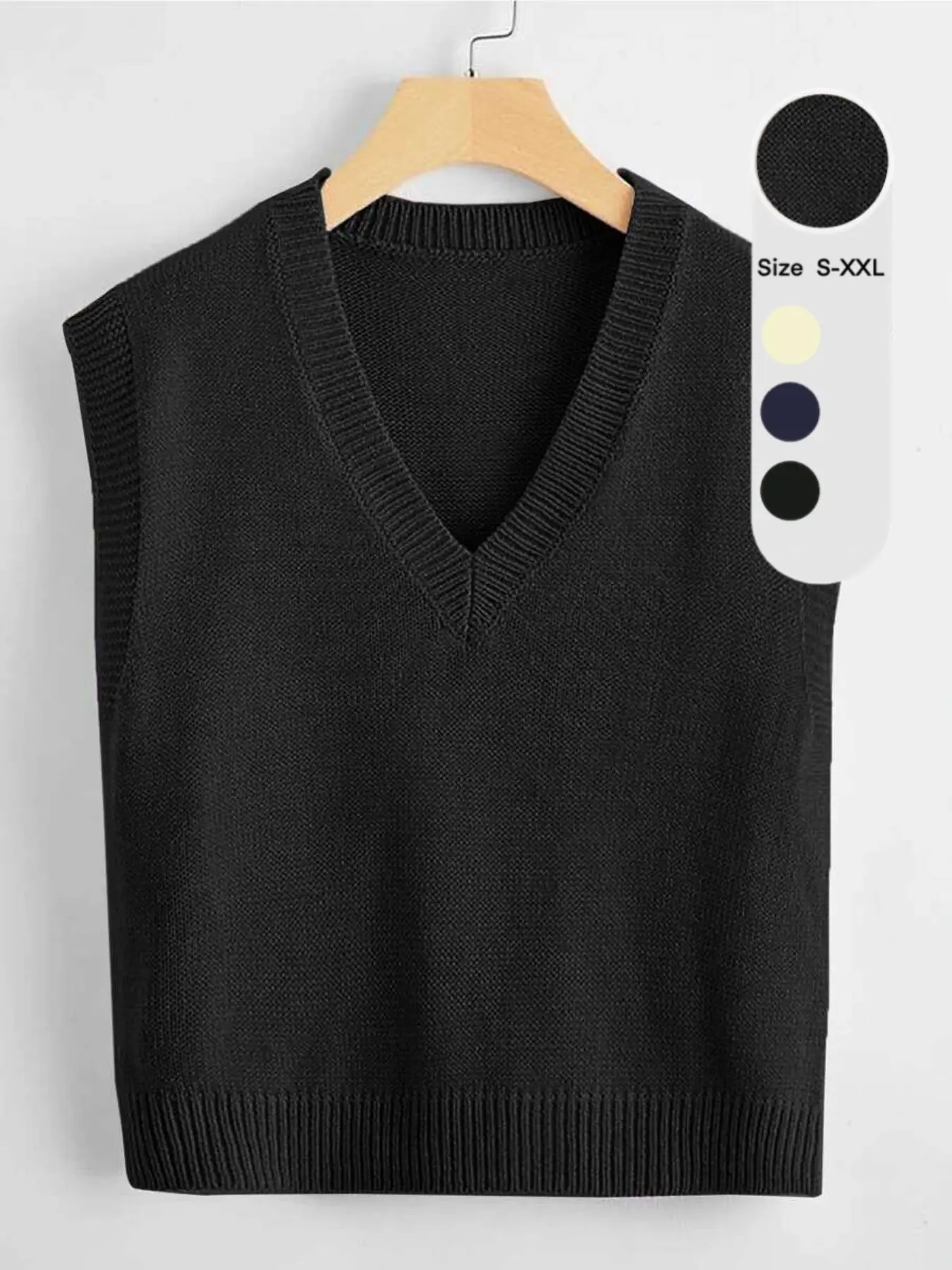 Women's V-Neck Knit Vest, Fashion Sleeveless Vest, New Early Autumn Layered Basic Solid Color Sweater Backless, Elegant Casual Chic Loose Fit Top, Comfortable Slimming Design
