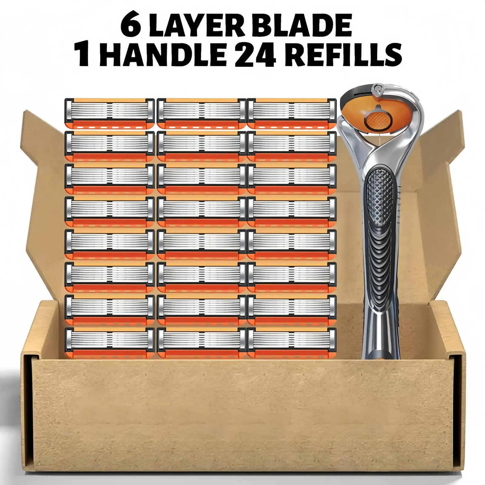 6-Layer Men's Safety Razor Set with Replaceable Stainless Steel Shaving Blade US